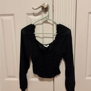 Chic Black Ruched Women's Blouse